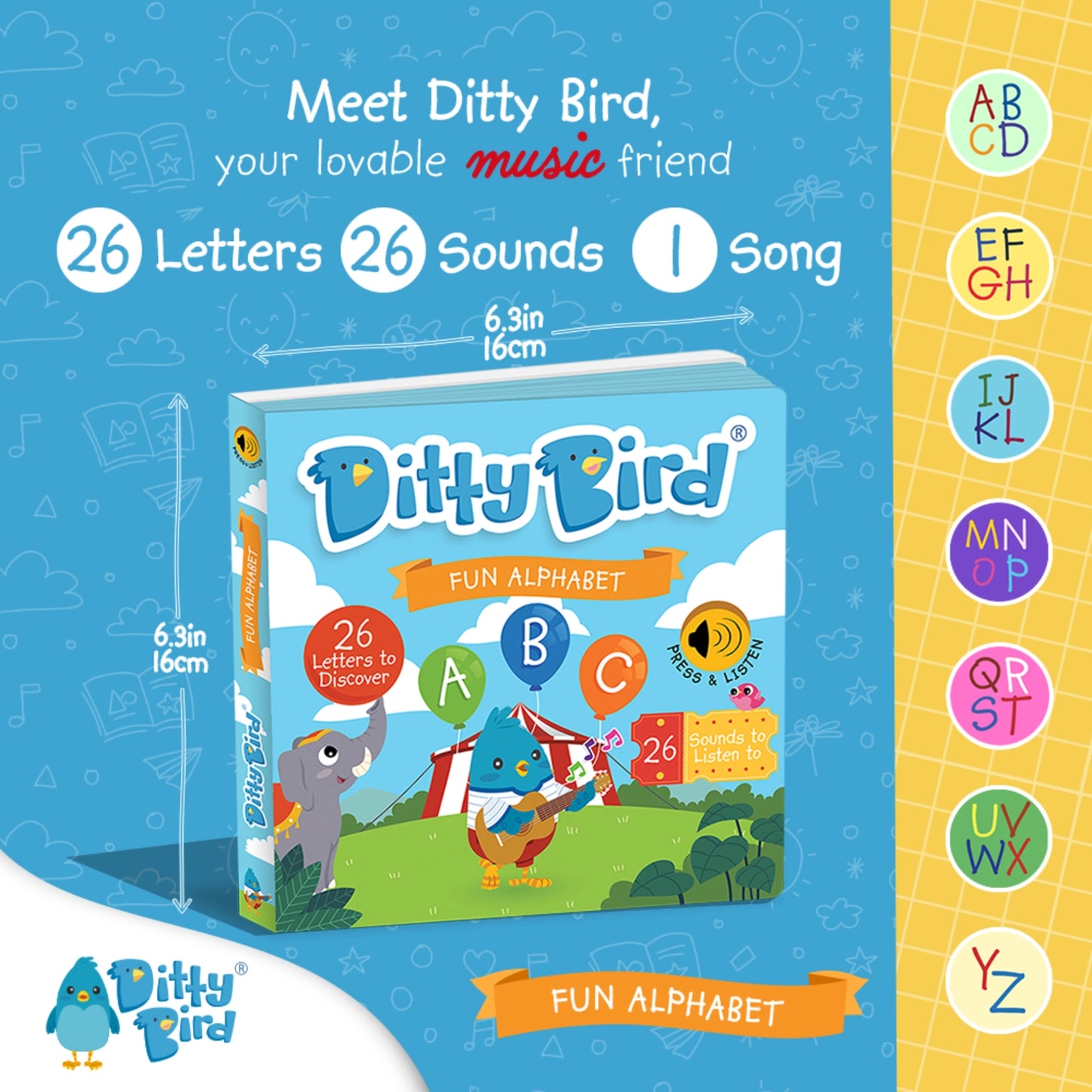 New | Fun Alphabet | Abc Song | Ditty Bird Baby Sound Book