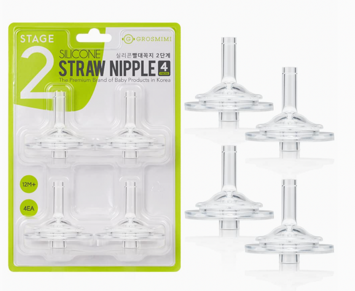 Grosmimi Straw Nipple Replacement kit (4-counts): Stage 2