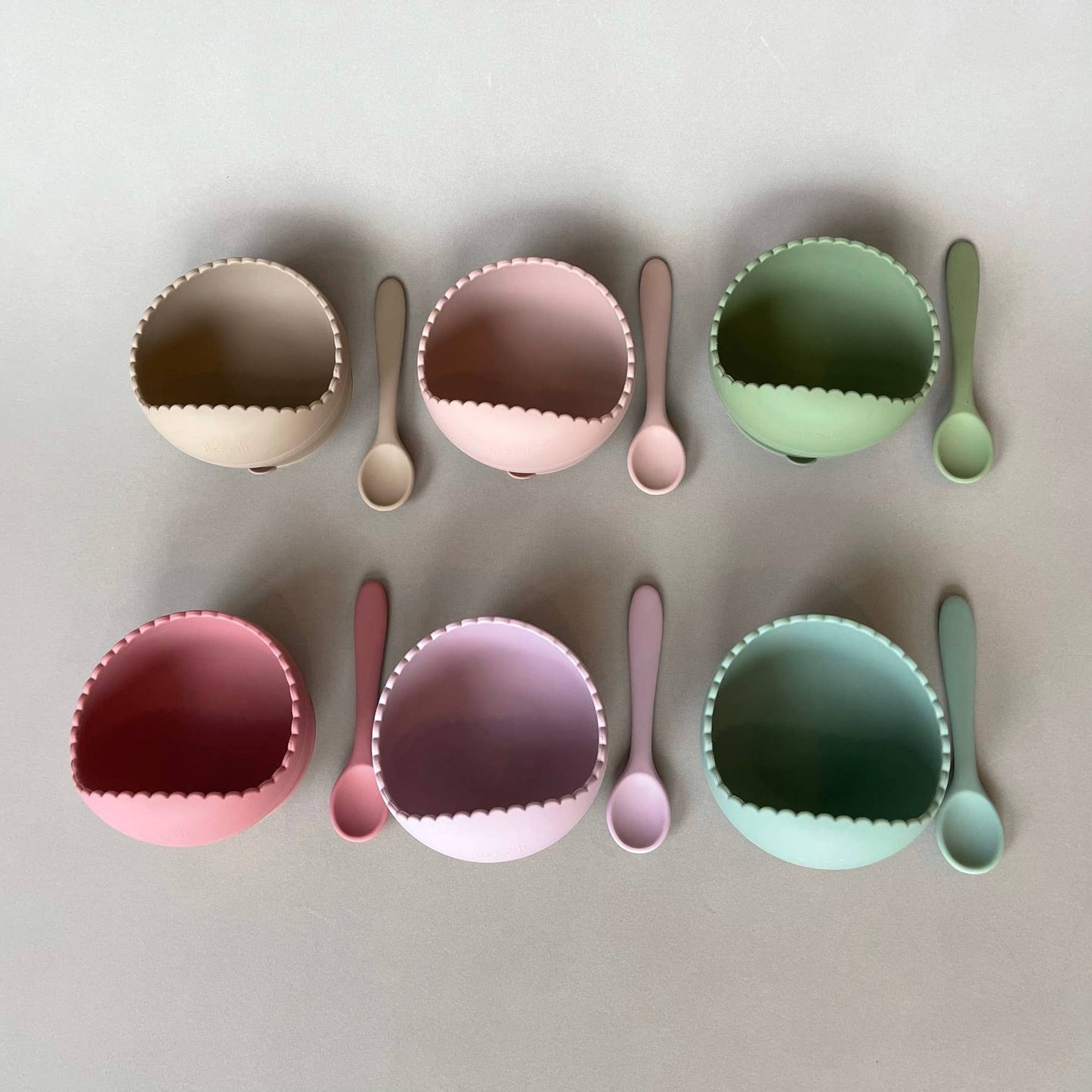 Ali+Oli Silicone Suction Bowl & Spoon Set (WAVY): Mint