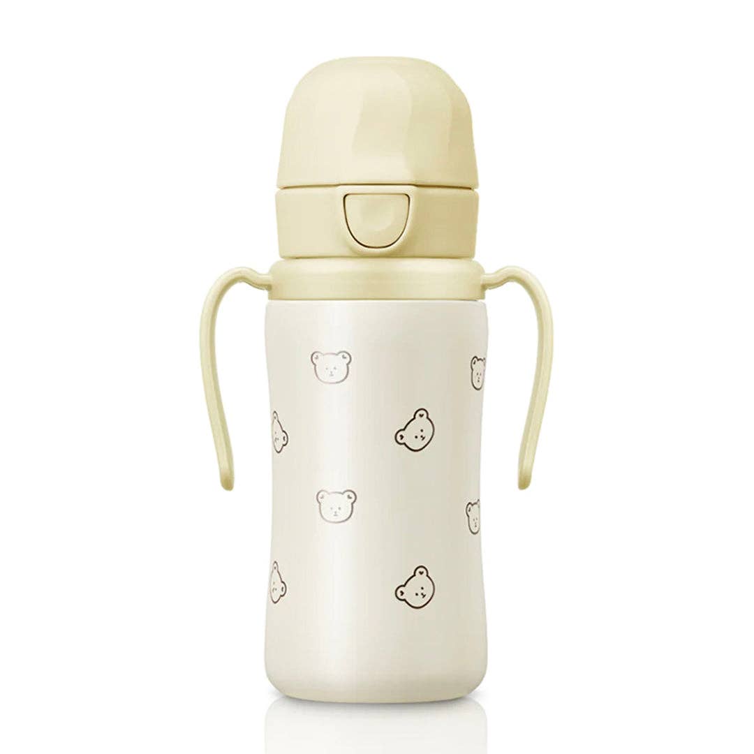 Grosmimi Stainless Steel Straw Cup with Flip Top - 10oz (300ml): Flower_Coral
