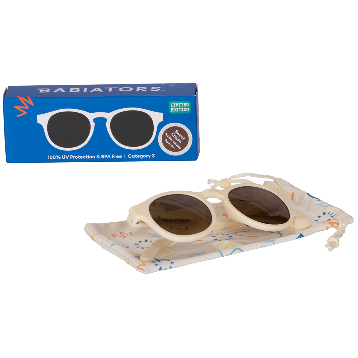 Baby & Kids Sweet Cream Keyhole Sunglasses with Amber Lens: Ages 0-2