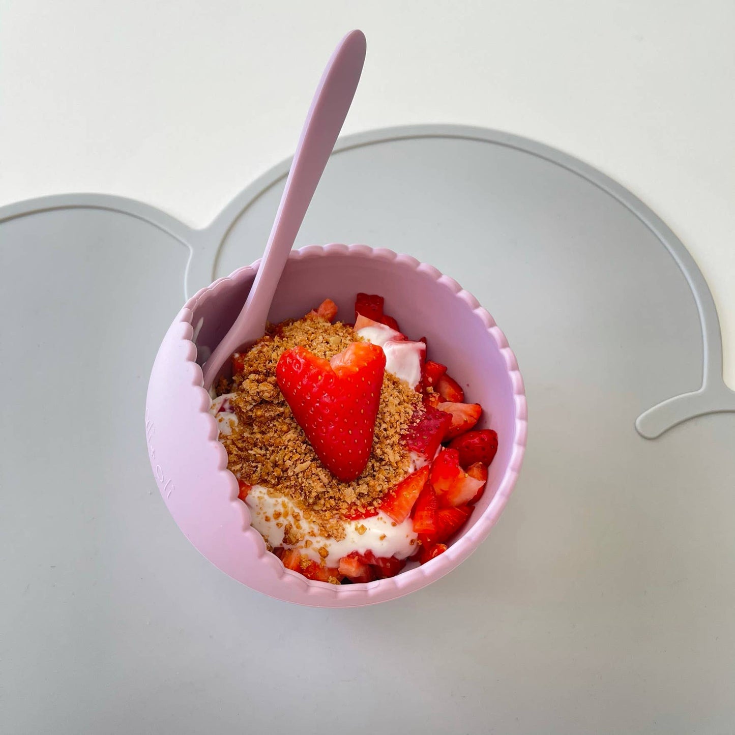 Ali+Oli Silicone Suction Bowl & Spoon Set (WAVY): Mint