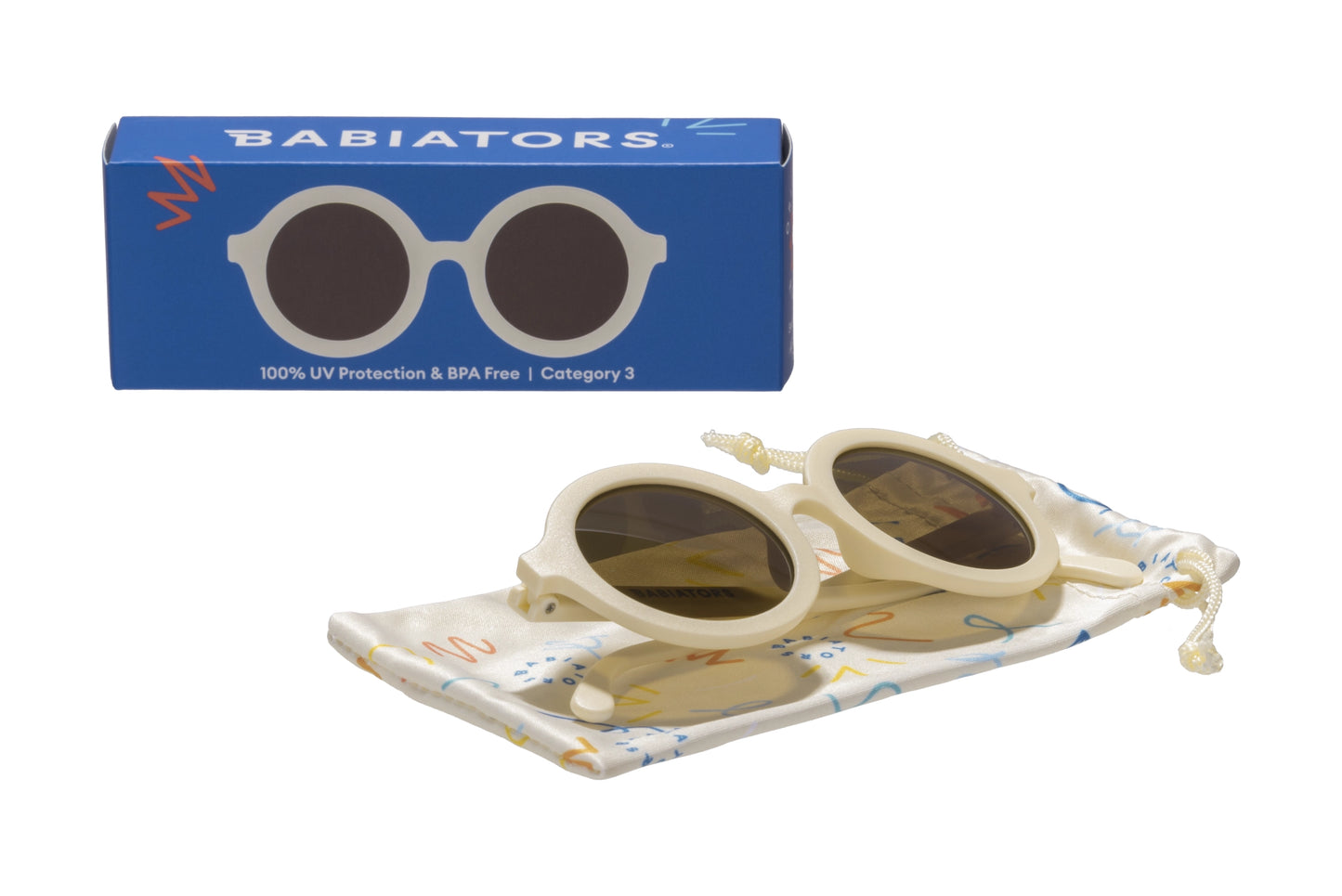 Sweet Cream Euro Round Kids Sunglasses with Amber Lens: Ages 3-5