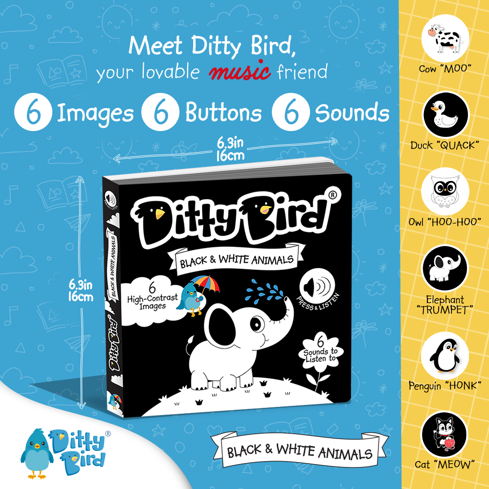 Ditty Bird: Black and White Sound Book-New born