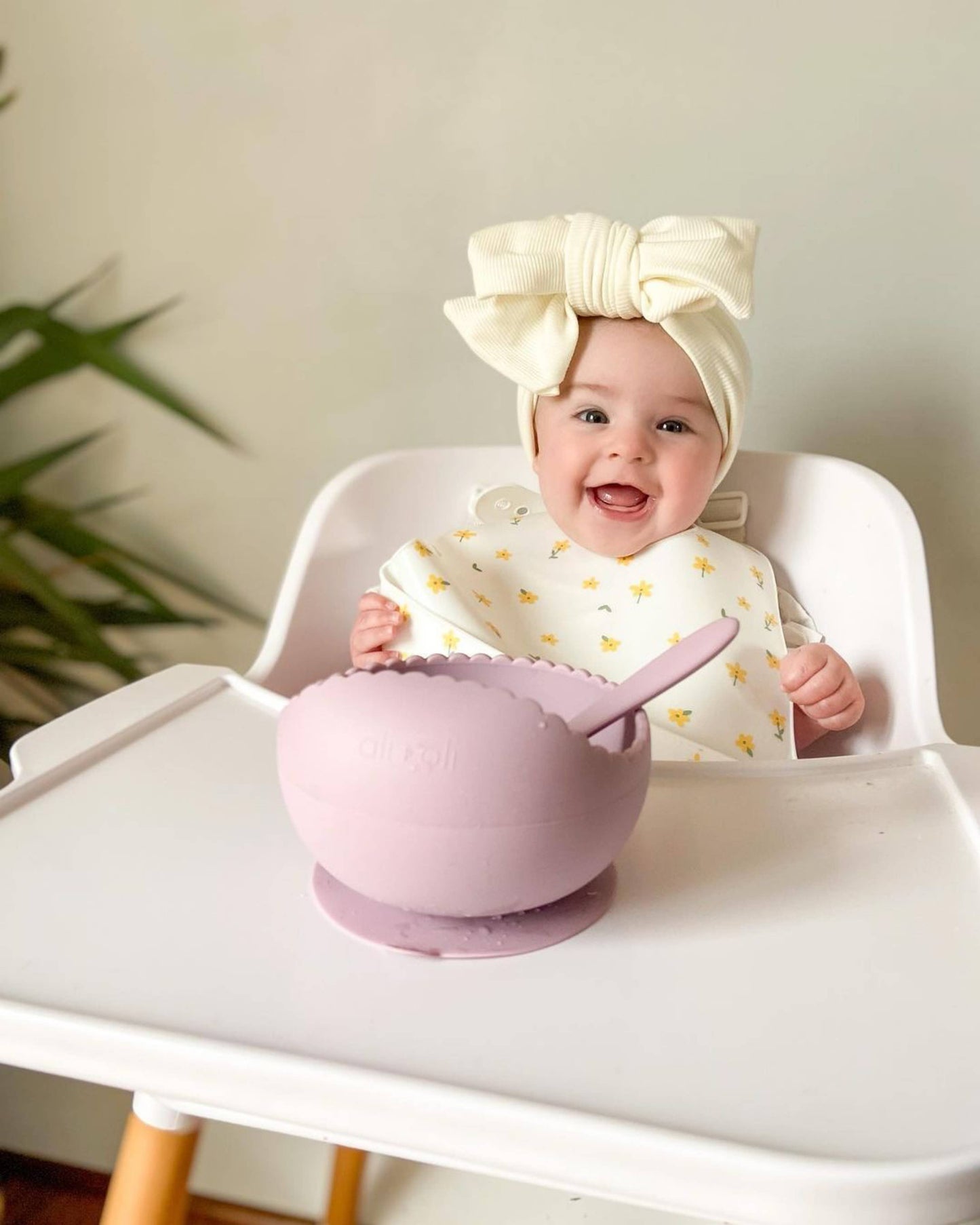 Ali+Oli Silicone Suction Bowl & Spoon Set (WAVY): Mint