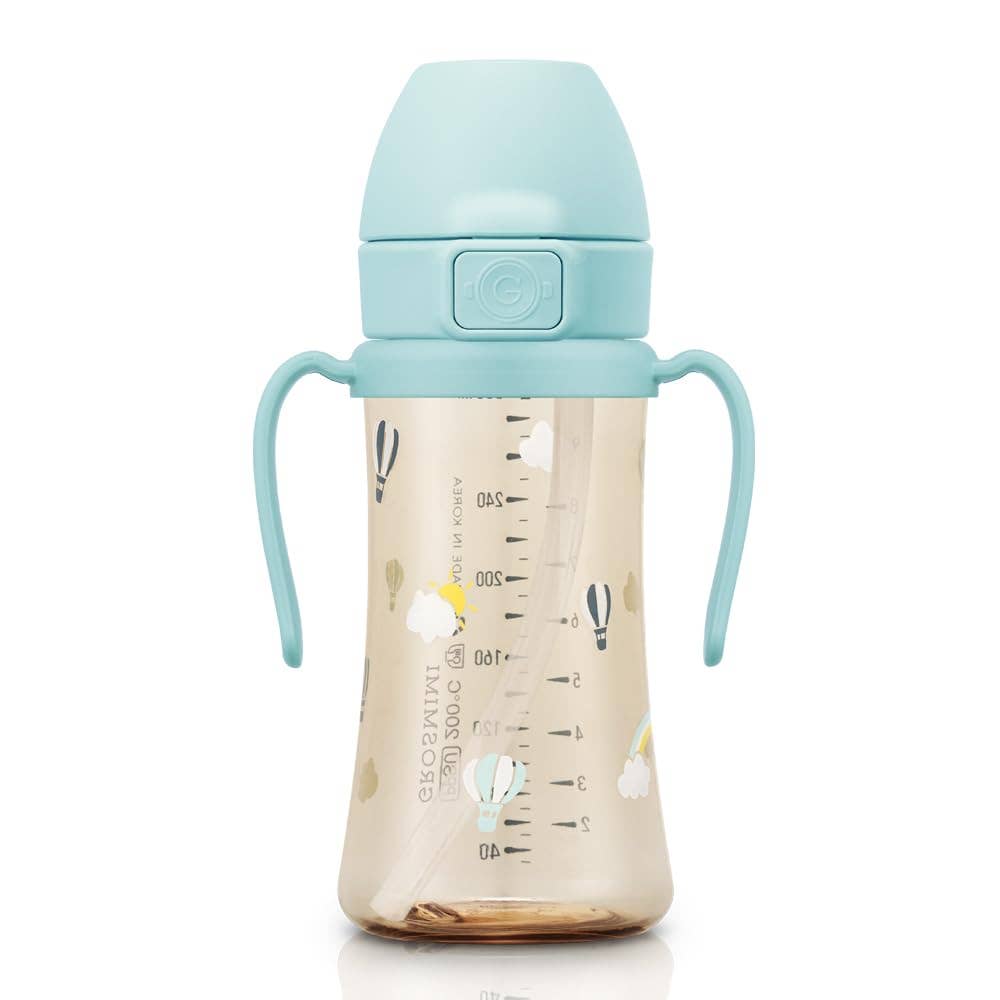 Grosmimi PPSU Straw Cup with Flip Top - 10oz (300ml) Stage 2 Straw: Air Balloon