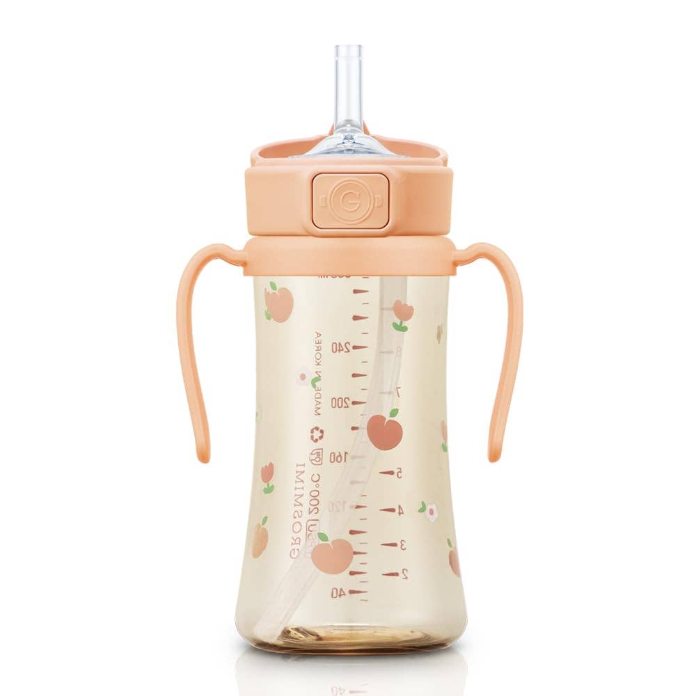 Grosmimi PPSU Straw Cup with Flip Top - 10oz (300ml) Stage 2 Straw: Dinosaur