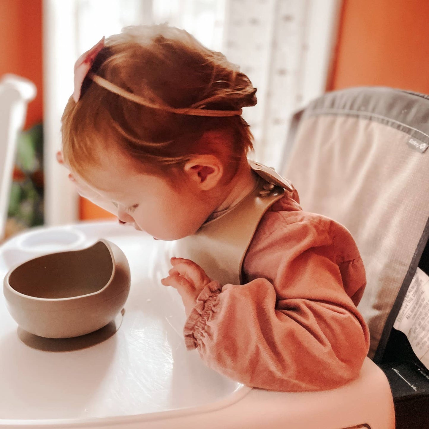 Ali+Oli Silicone Suction Bowl & Spoon Set (WAVY): Blush