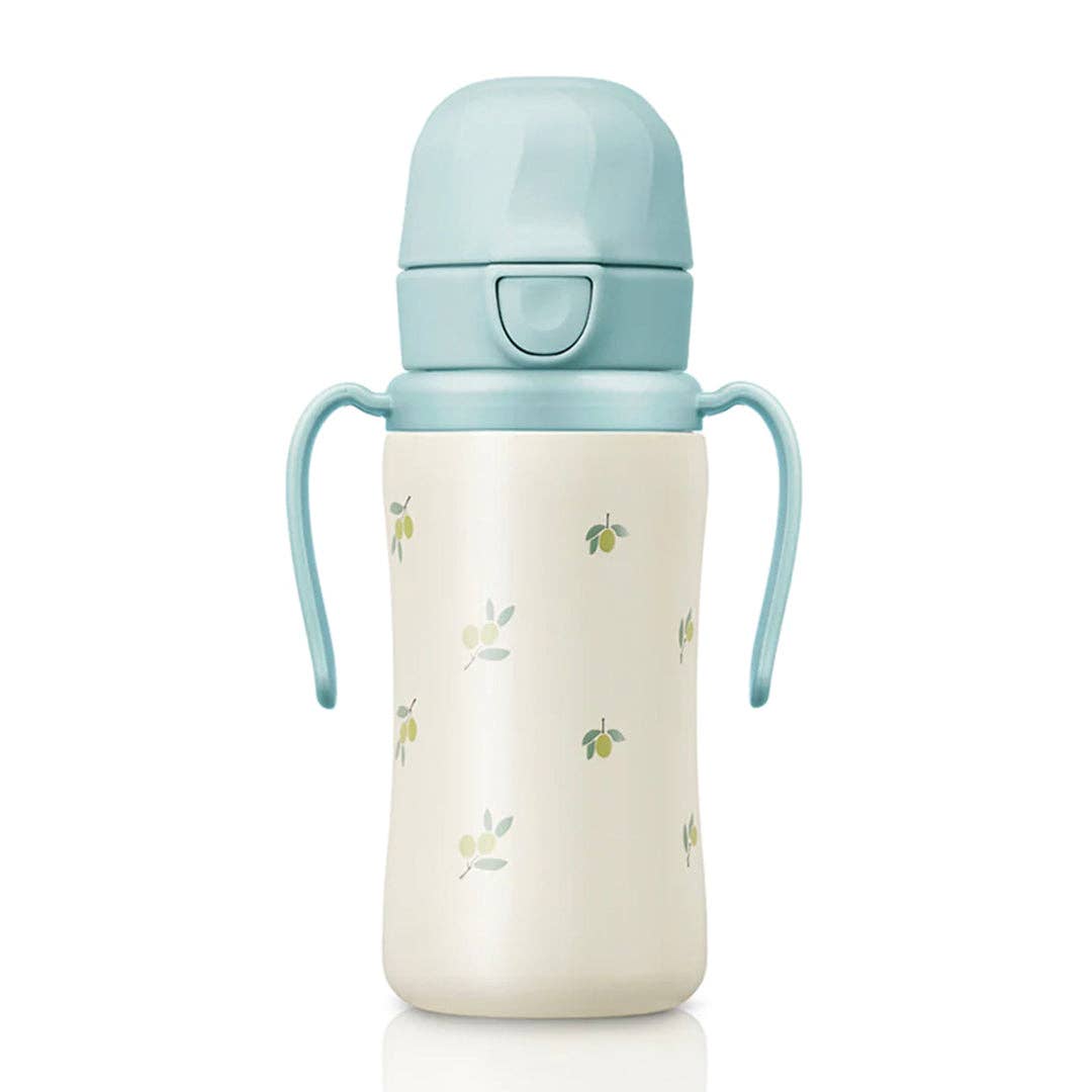 Grosmimi Stainless Steel Straw Cup with Flip Top - 10oz (300ml): Flower_Coral