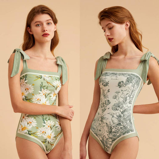 VIOLET Tie-shoulder One Piece Swimsuit: S