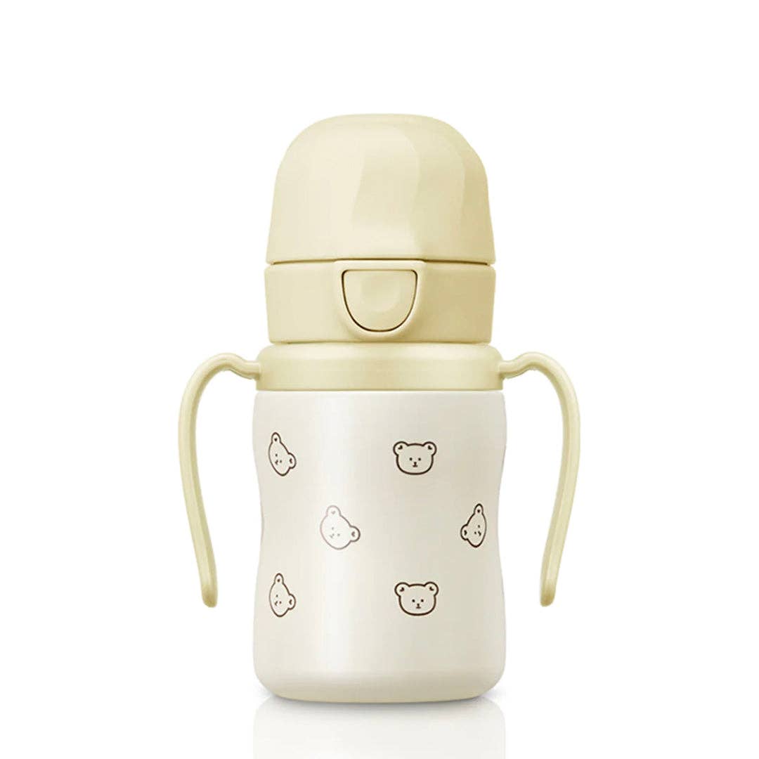 Grosmimi Stainless Steel Straw Cup with Flip Top - 6oz (200ml): Cherry_Peach