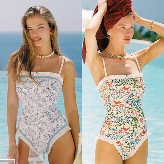 CLAIRE Reversible Ruffle One Piece Swimsuit: S
