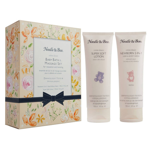 Baby Bath & Massage Set, Crème Douce, Peach Flowers