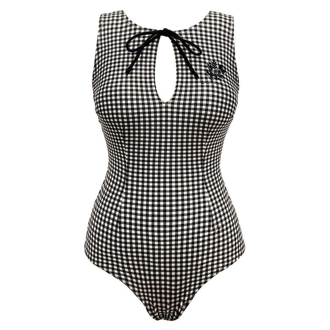 EMILY Plaid Cut-Out One Piece Swimsuit: S