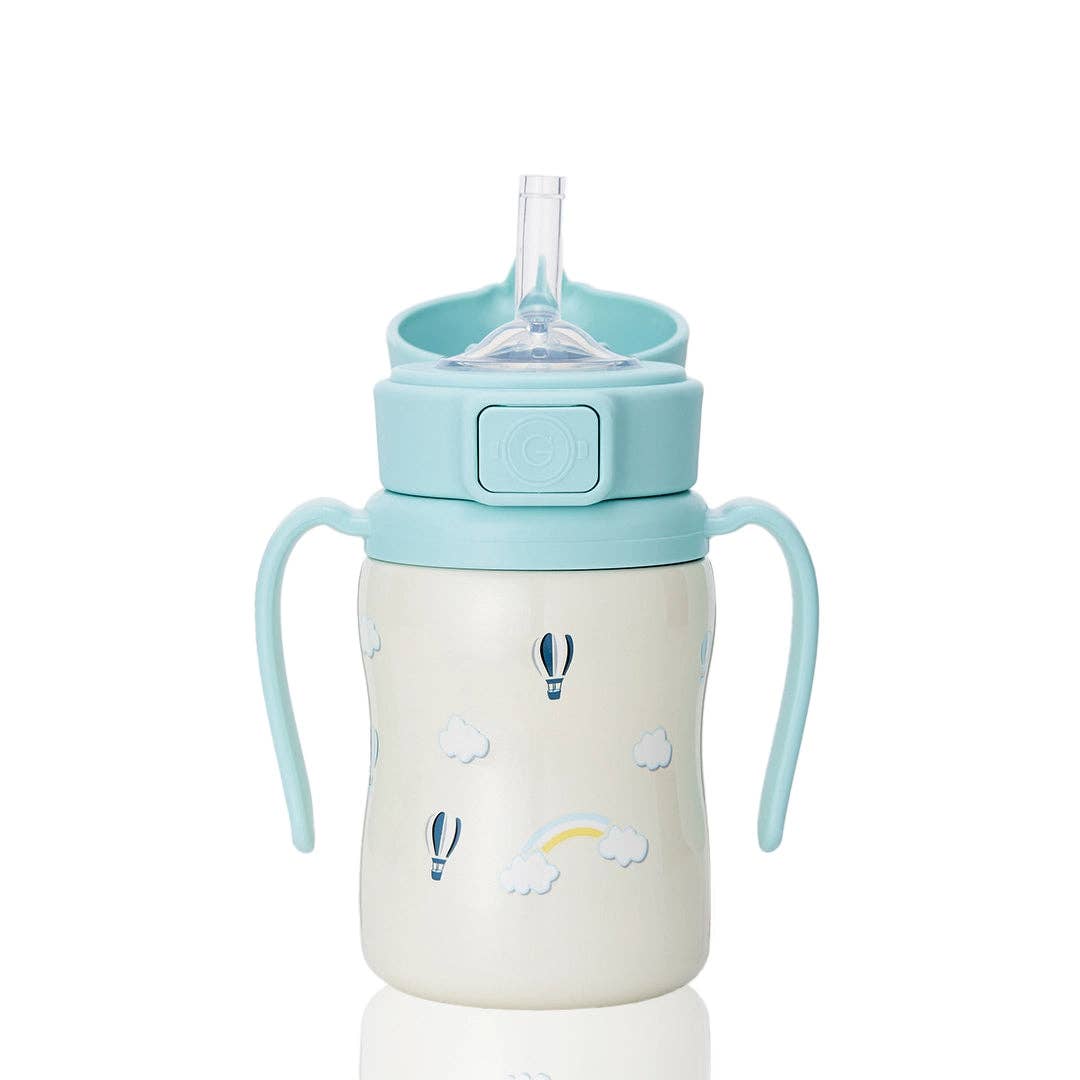 Grosmimi Stainless Steel Straw Cup with Flip Top - 6oz (200ml): Cherry_Peach