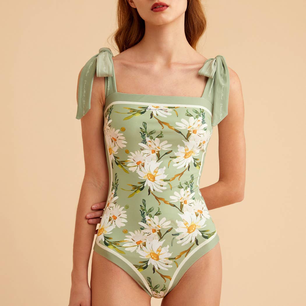 VIOLET Tie-shoulder One Piece Swimsuit: M