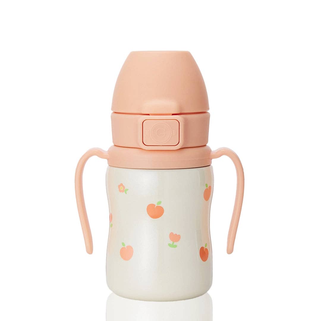 Grosmimi Stainless Steel Straw Cup with Flip Top - 6oz (200ml): Cherry_Peach