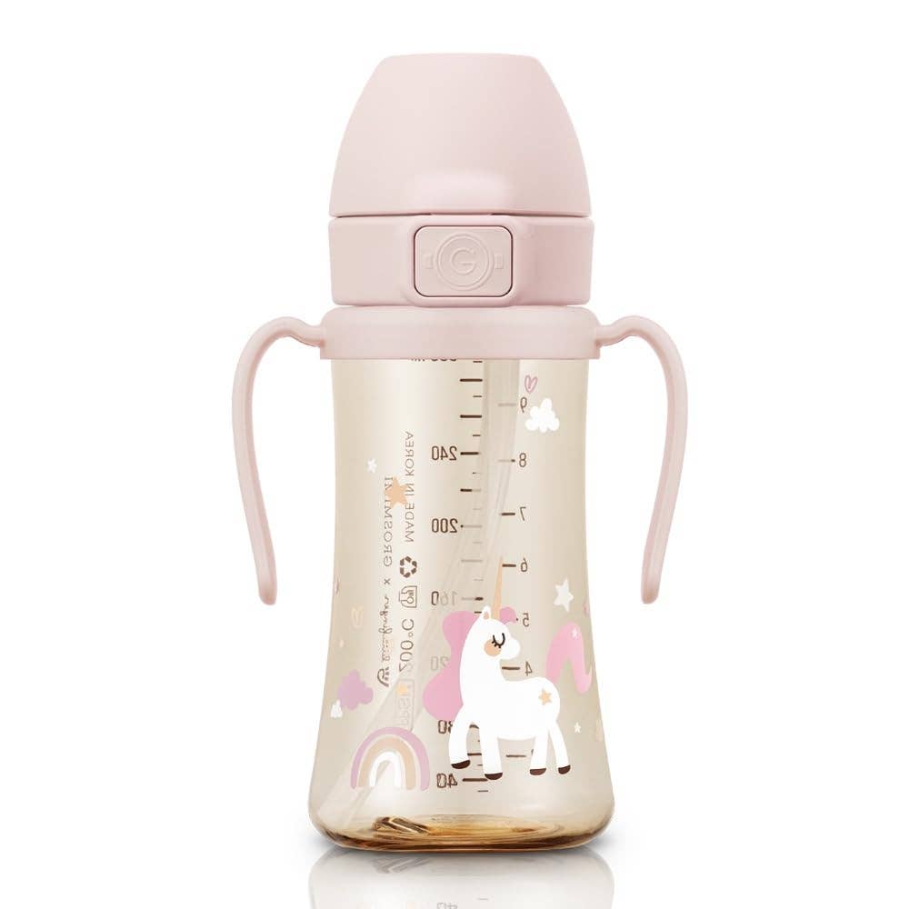 Grosmimi PPSU Straw Cup with Flip Top - 10oz (300ml) Stage 2 Straw: Dinosaur